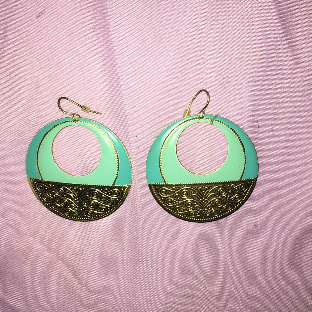 Blue and gold earrings